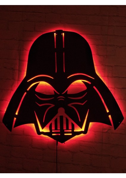 Mf Tasarım Rgb Kumandalı Starwars Darth Vader  LED Işıklı Ahşap Mdf Dekoratif Tablo 50 x 45 cm