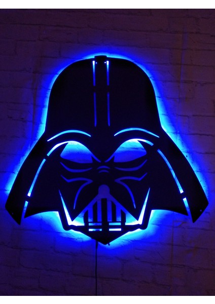 Mf Tasarım Rgb Kumandalı Starwars Darth Vader  LED Işıklı Ahşap Mdf Dekoratif Tablo 50 x 45 cm