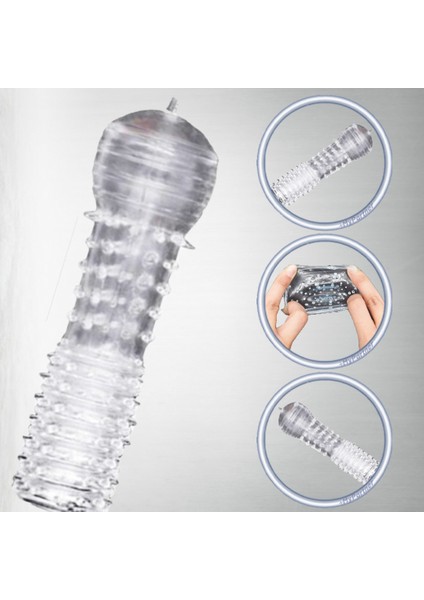 Tırtıklı Şeffaf  Uyarıcılı Prezervatif Penis Kılıfı