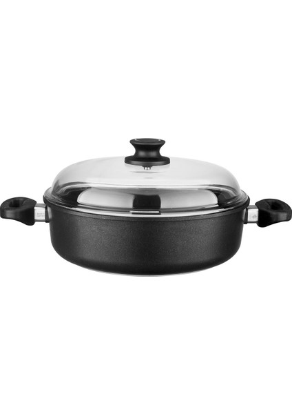 Döküm Sığ Tencere 28 cm Pyrex Kapak