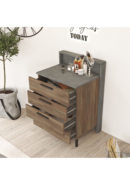 New Home 4'lü Şifonyer Metal Ayak Beton Kahve fırsatları