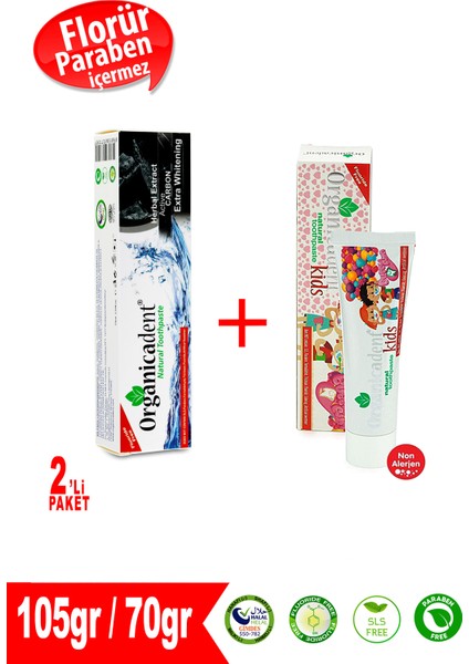 Aktif Karbonlu + Doğal Çocuk Diş Macunu (2'li Paket)