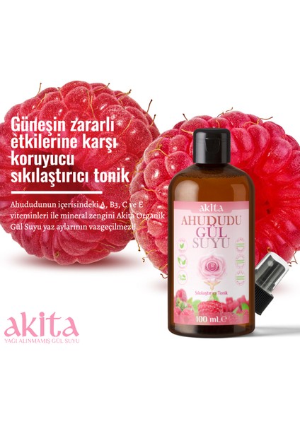 % 100 Doğal Ahududu Gül Suyu Cam Şişe 100 ml