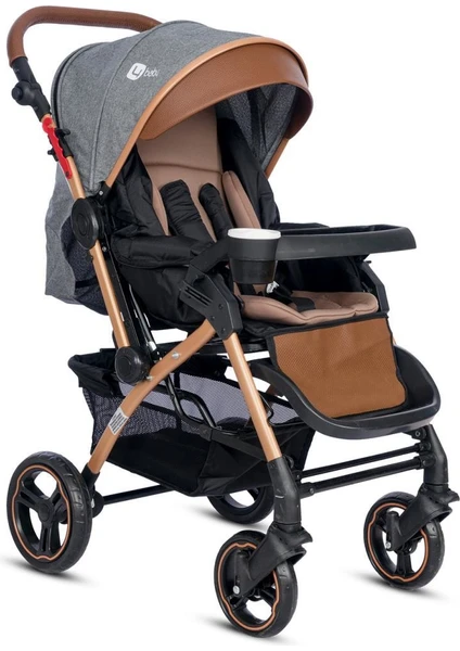 4 Baby Active Plus Gold Çift Yönlü Bebek Arabası Gri AB-350