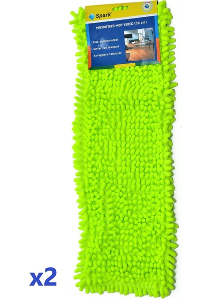 2'li Paspas Yedeği Mikrofiber Makarna Mop 50 cm