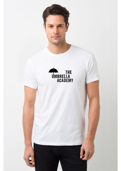 The Umbrella Academy Logo&yazi Baskılı Beyaz Erkek Örme Tshirt