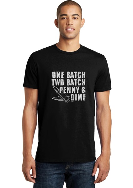 Punisher One Batch Two Batch Baskılı Siyah Erkek Örme Tişört