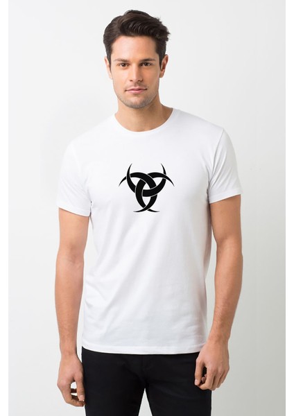 Göktürk Teşkilatı Mahsusa Baskılı Beyaz Erkek Örme T-shirt