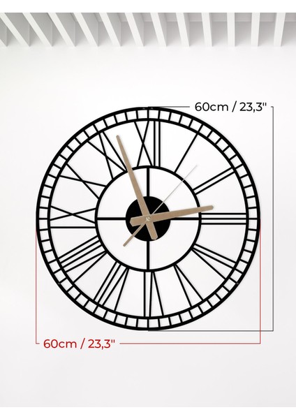 Metalium Concept Dekoratif Roma Rakamlı Metal Duvar Saati 60X60CM