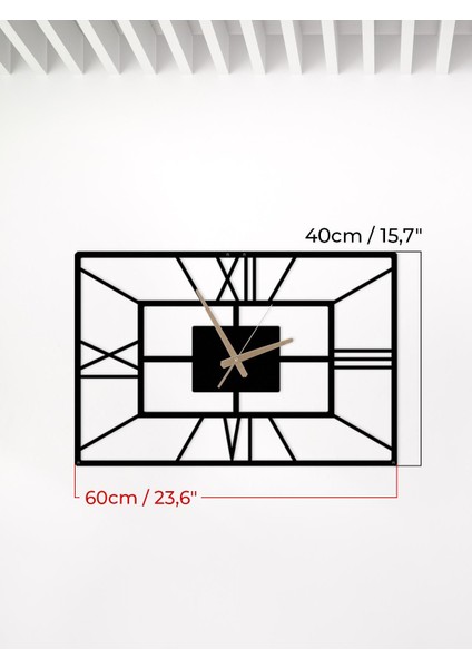 Yatay Roma Rakamlı Metal Duvar Saati 60X40CM fiyatları