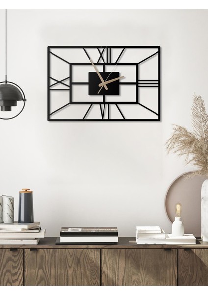 Yatay Roma Rakamlı Metal Duvar Saati 60X40CM fırsatları