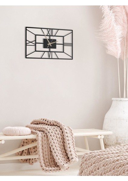 Yatay Roma Rakamlı Metal Duvar Saati 60X40CM indirimleri