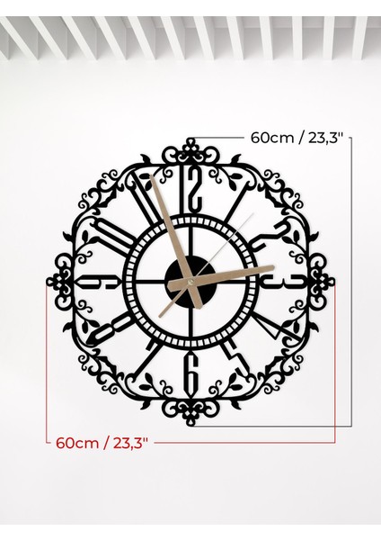 Metalium Concept Dekoratif  Türkçe Rakamlı Ferforje Metal Duvar Saati 60X60CM