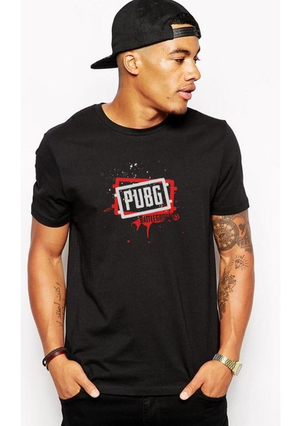 Pubg Kan Pubg Siyah Baskılı Siyah Erkek Örme Tshirt