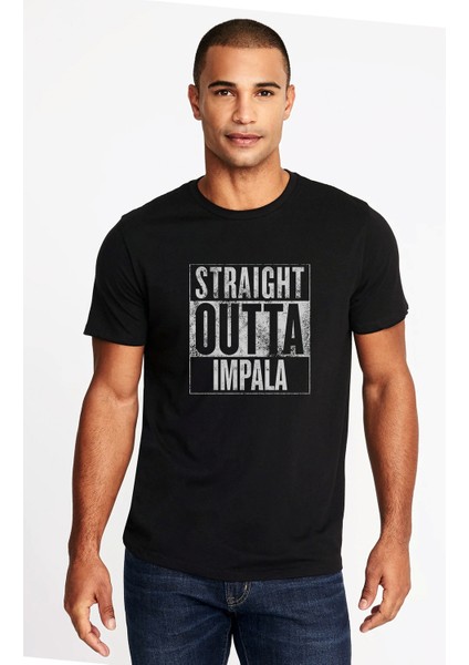 Pubg Straıght Outta Impala Baskılı Siyah Erkek Örme Tshirt