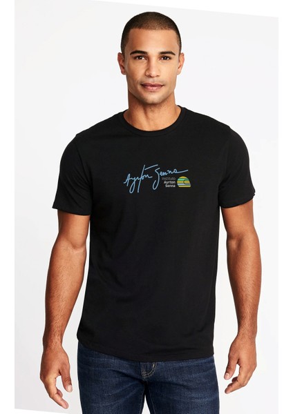 Senna Imzalı Logo Screen Shot 2018 Baskılı Siyah Erkek Örme Tshirt
