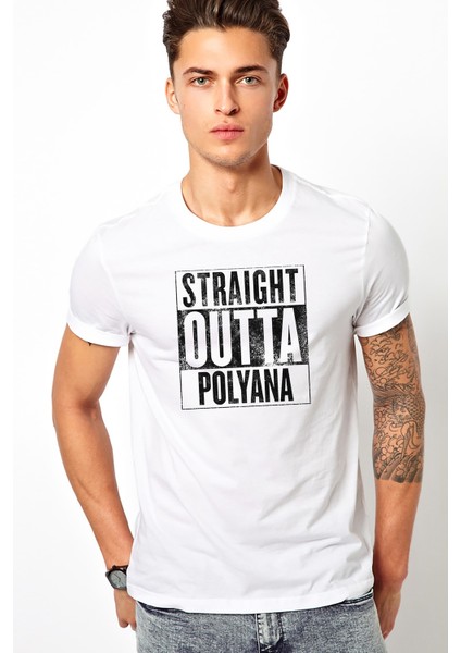 Pubg Straıght Outta Polyana Baskılı Beyaz Erkek Örme Tshirt