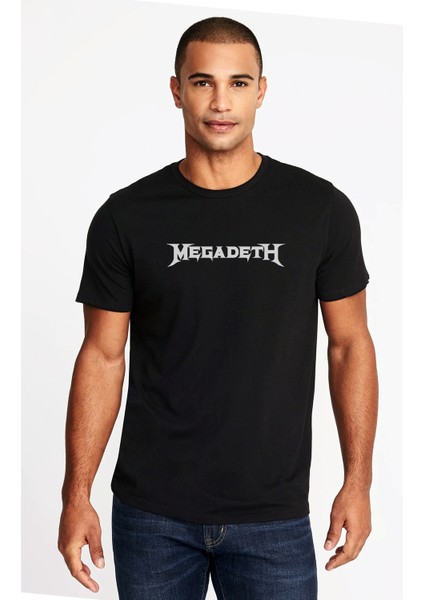 Megadeth Logo Baskılı Siyah Erkek Örme Tişört