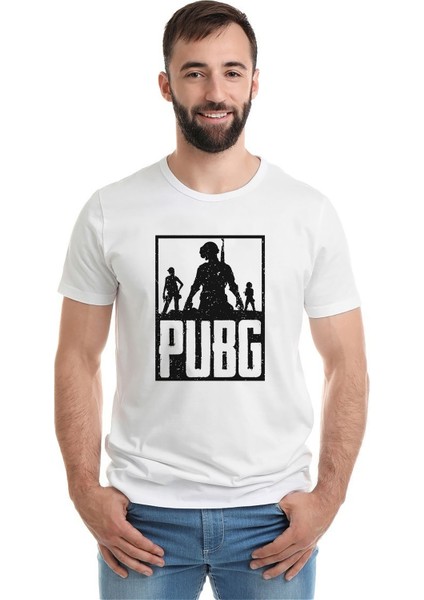 Pubg 3 Adam Team Baskılı Beyaz Erkek Örme Tshirt