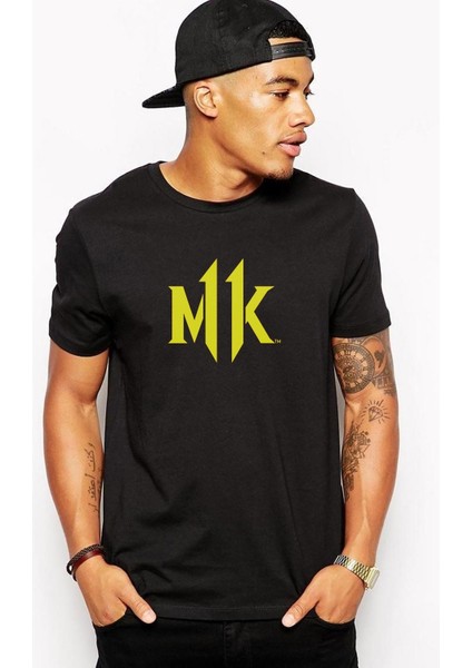 Mortal Kombat Mk Logo Baskılı Siyah Erkek Örme Tshirt