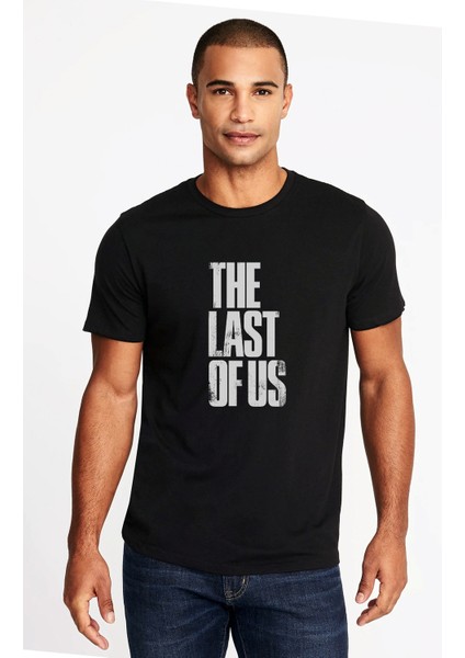 The Last Of Us Eskitme Yazlı Baskılı Siyah Erkek Örme Tshirt