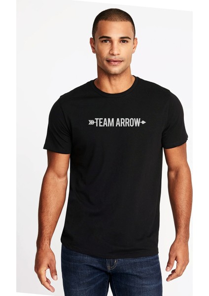 Arrow Team Arrow Baskılı Siyah Erkek Örme Tshirt