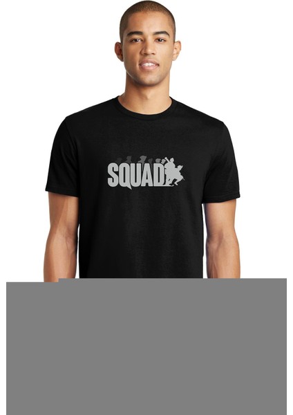 Black Squad Baskılı Siyah Erkek Örme Tshirt