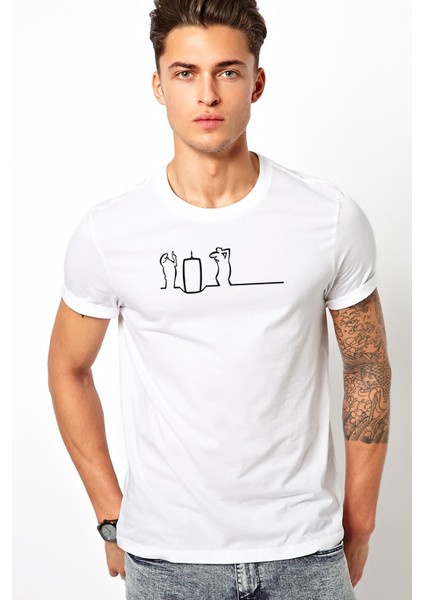 La Linea Trt Cizgi Adam Tnt Baskılı Beyaz Erkek Örme Tshirt