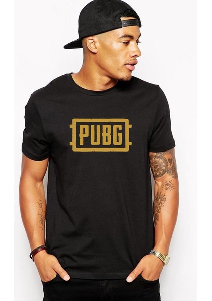 Pubg Baskılı Siyah Erkek Örme Tshirt