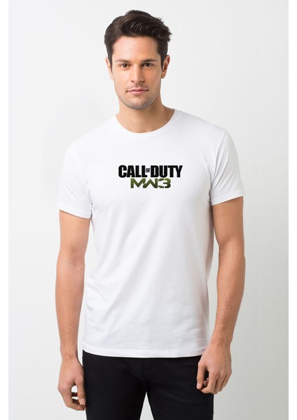 Call Of Dutf Mw3 Baskılı Beyaz Erkek Örme Tshirt
