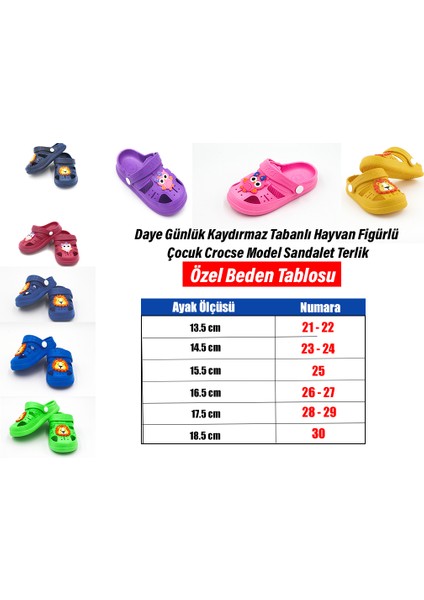 Crocs Model, Kaydırmaz Tabanlı, Hayvan Figürlü, Yumuşak Çocuk Sandalet Terlik - Gece Mavisi