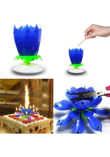 Mavi Renk Işıklı Müzik Sesli Doğum Günü Pasta Mumu