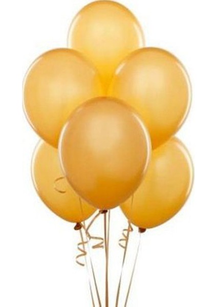 Altın Metalik Düz Renk Sedefli 25 Adet Latex Balon.