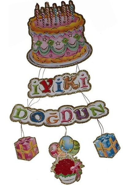Doğum Günü Pastası 3 Boyutlu Iyi Ki Doğdun Karton Asma Süs