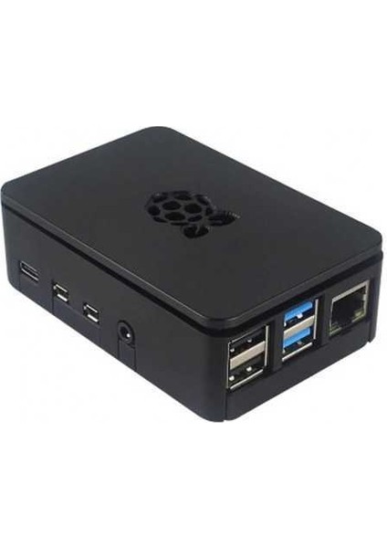 Raspberry Pi 4 Plastik Muhafaza Kutusu - Siyah (Raspberry Pi Logolu)