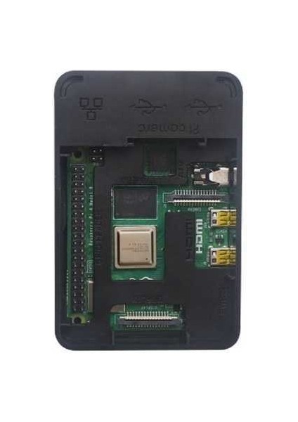 Raspberry Pi 4 Plastik Muhafaza Kutusu - Siyah (Raspberry Pi Logolu)