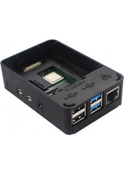 Raspberry Pi 4 Plastik Muhafaza Kutusu - Siyah (Raspberry Pi Logolu)