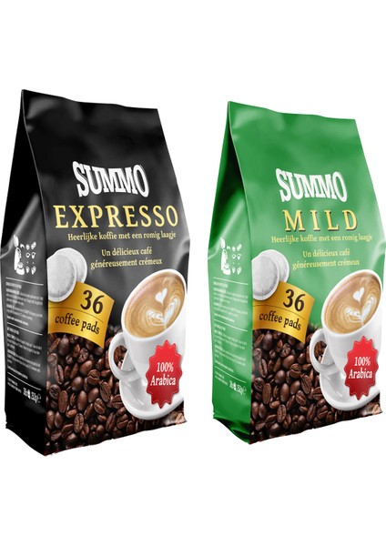 Senseo 1 Adet Mild ve 1 Adet Espresso Avantaj Paketi Pad Kahve Kapsülü 2 x 36 Pod 72'li