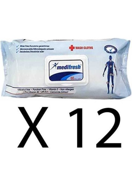 Vücut Temizleme Bezi 60 Adet 12'li Set