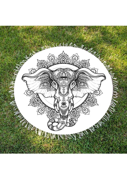 Yuvarlak Plaj Havlusu - Elephants Luck