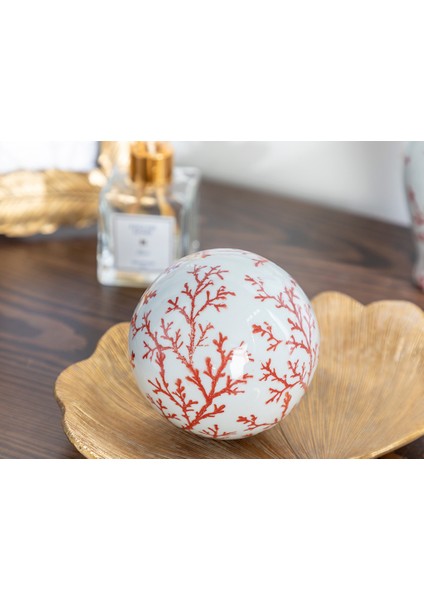 Coral Porselen Dekoratif Obje 10 x 10 x 10 cm Kırmızı