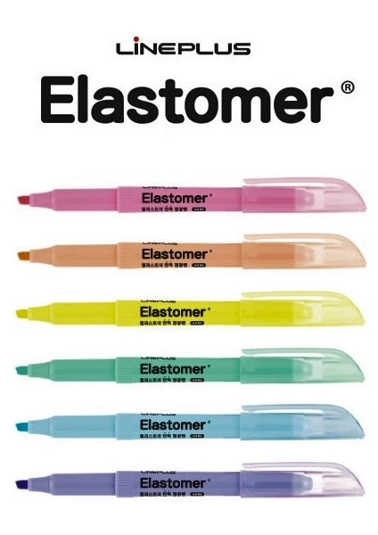 Elastomer Fosforlu Kalem Pastel Renkler  6'lı Paket