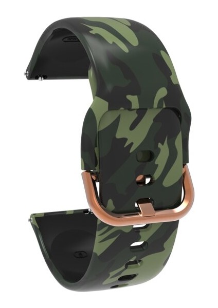 Samsung Uyumlu Gear S3 Classic - Frontier Için Desenli Silikon Kordon Yeşil Kamuflaj