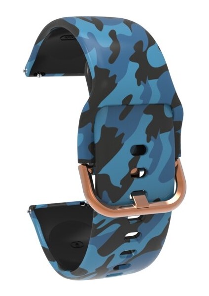 Samsung Uyumlu Gear S3 Classic - Frontier Için Desenli Silikon Kordon Mavi Kamuflaj