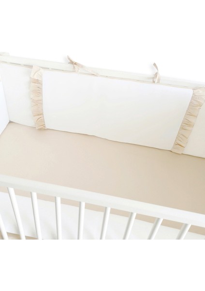 Bebek Beşik Fırfırlı Bumper/Yan Koruma Seti 60 x 120 cm Kırık Beyaz-Bej fiyatları