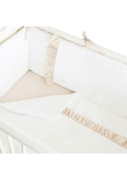 Bebek Beşik Fırfırlı Bumper/Yan Koruma Seti 60 x 120 cm Kırık Beyaz-Bej fırsatları