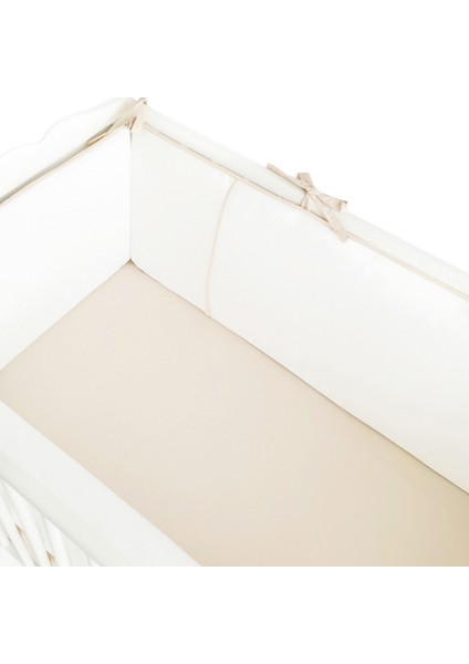 Bebek Beşik Biyeli Bumper/Yan Koruma Seti 60 x 120 cm Kırık Beyaz-Bej