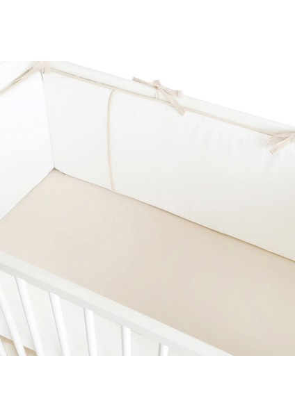 Bebek Beşik Biyeli Bumper/Yan Koruma Seti 60 x 120 cm Kırık Beyaz-Bej modelleri