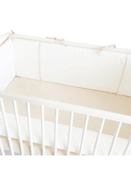 Bebek Beşik Biyeli Bumper/Yan Koruma Seti 60 x 120 cm Kırık Beyaz-Bej fırsatları