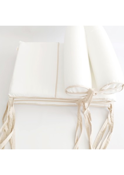Bebek Beşik Biyeli Bumper/Yan Koruma Seti 60 x 120 cm Kırık Beyaz-Bej indirimleri
